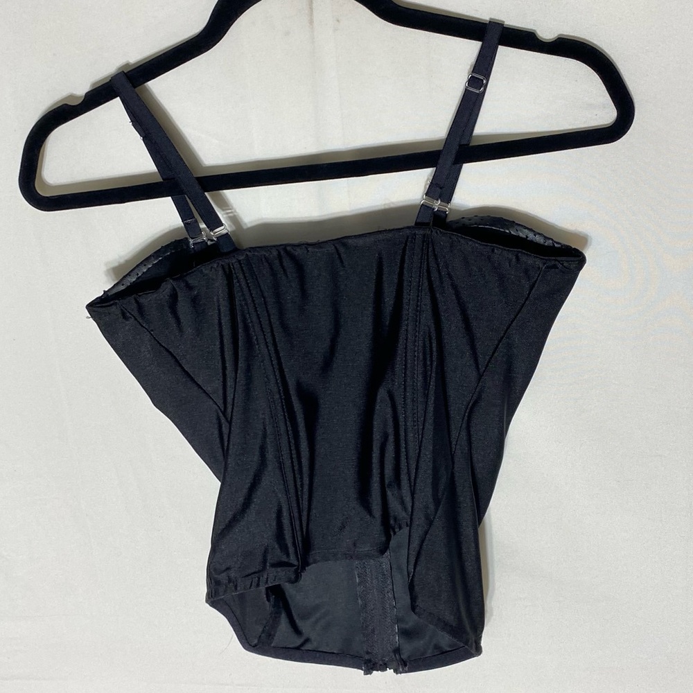 Black Faux Leather Zip Front Bustier Top M - Picture 16 of 16
